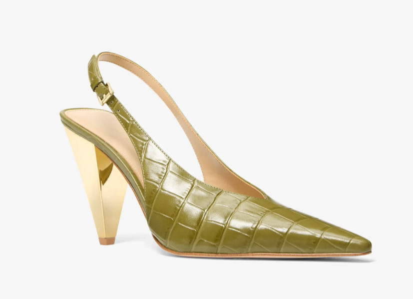 Escarpin Electra en cuir effet crocodile avec bride arrière