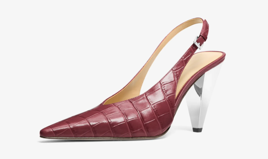 Escarpin Electra en cuir effet crocodile avec bride arrière
