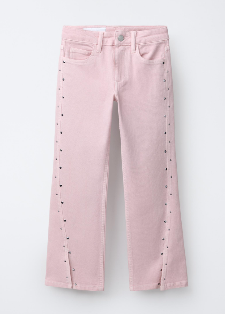 Jeans bootcut à clous et ouvertures